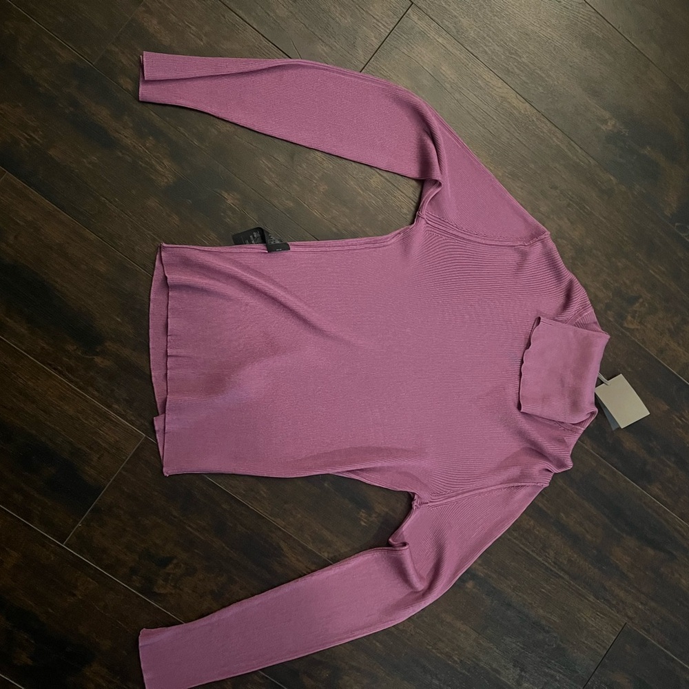 Magenta Fine-Knit 100% Silk Turtleneck Sweater
